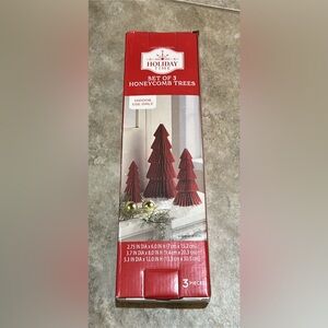 Holiday Time Red Honeycomb Trees ~Set of 3 ~Decoration ~6", 8", 12"~NIB